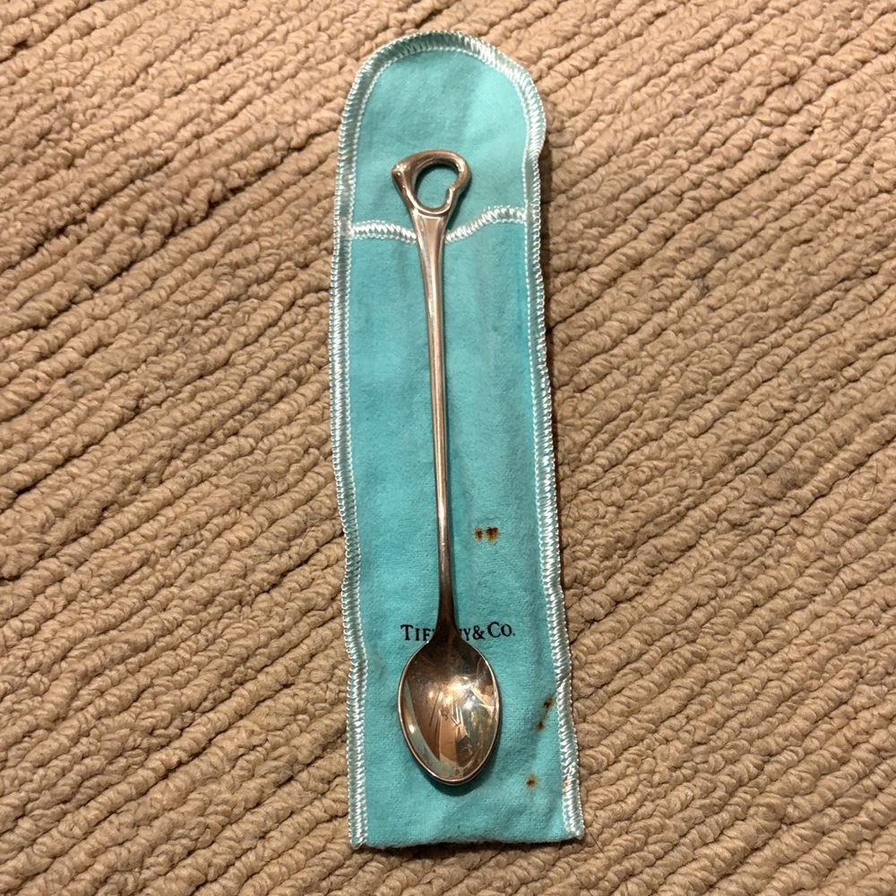 Tiffany & Co. Silver Spoon with Turquoise Pouch